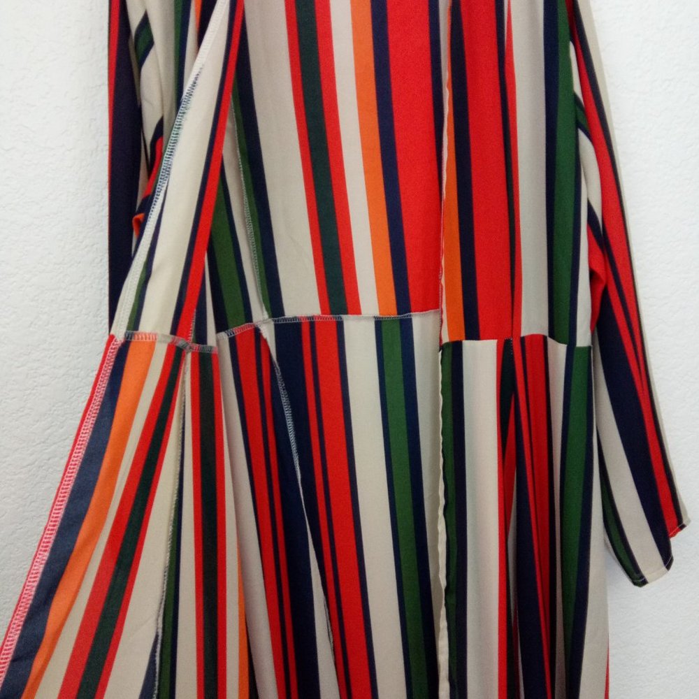 Bohemian Striped Multicolor Open Front Kimono L - image 6